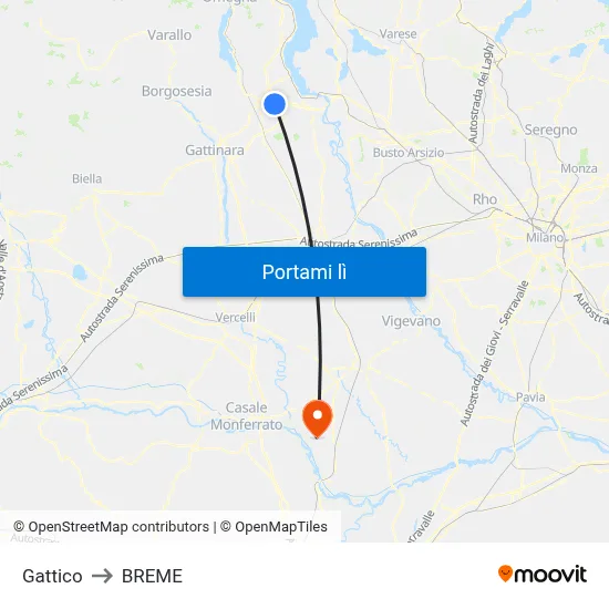 Gattico to BREME map