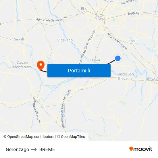 Gerenzago to BREME map