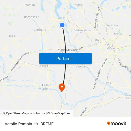 Varallo Pombia to BREME map