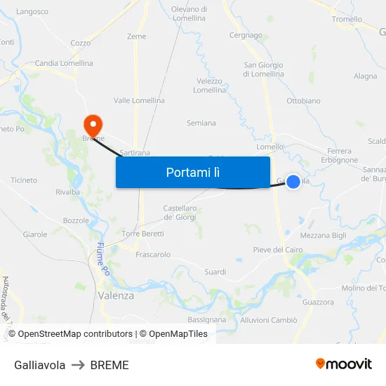 Galliavola to BREME map