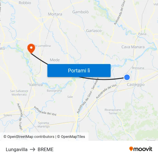 Lungavilla to BREME map
