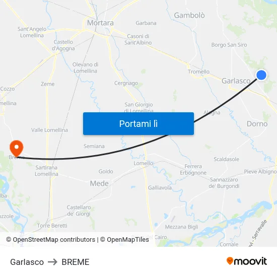 Garlasco to BREME map