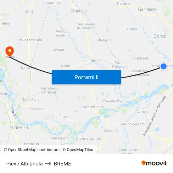 Pieve Albignola to BREME map