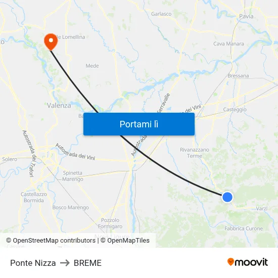 Ponte Nizza to BREME map