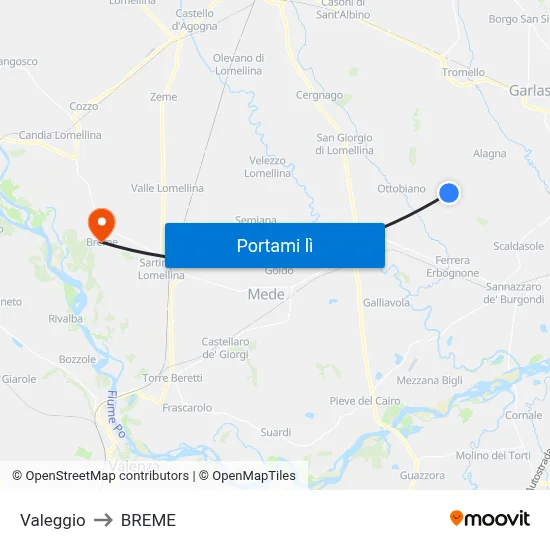 Valeggio to BREME map