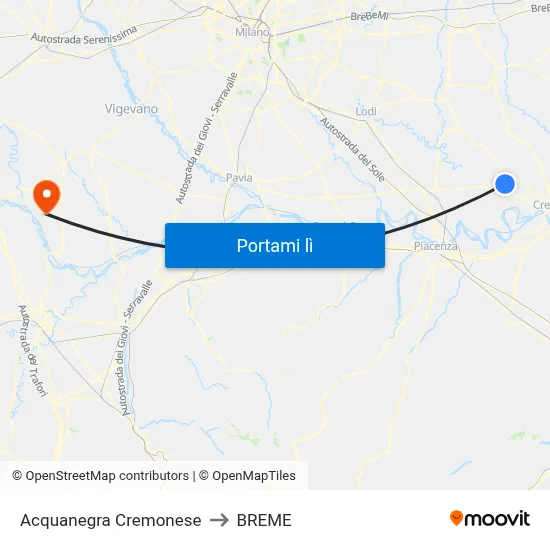Acquanegra Cremonese to BREME map