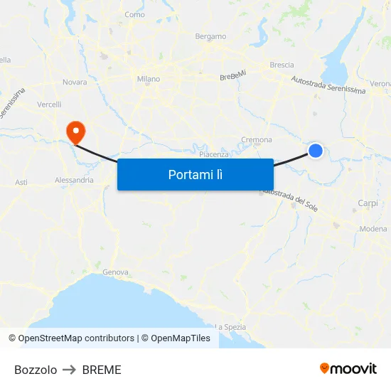 Bozzolo to BREME map