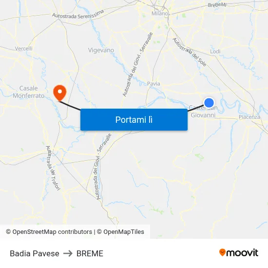 Badia Pavese to BREME map