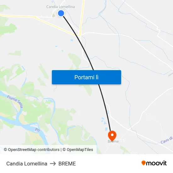 Candia Lomellina to BREME map