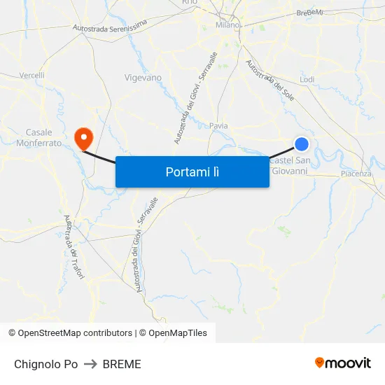 Chignolo Po to BREME map