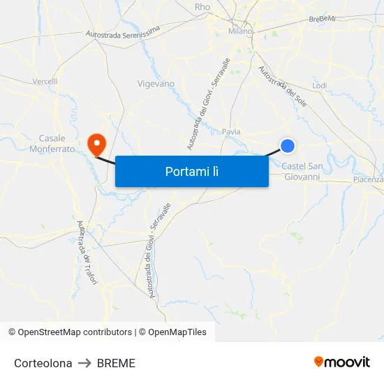 Corteolona to BREME map