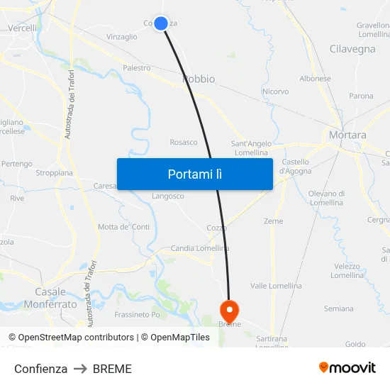Confienza to BREME map