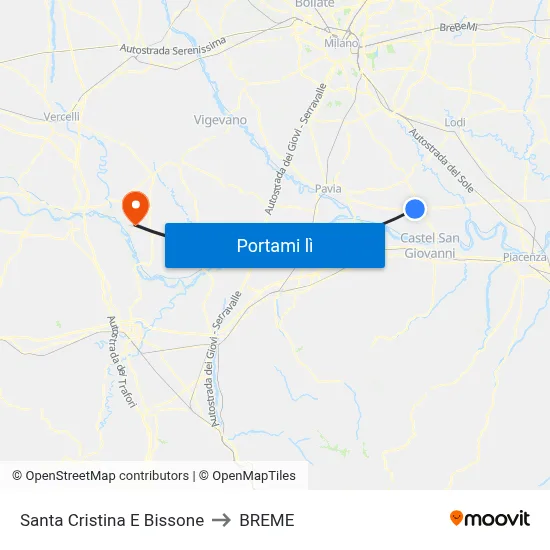 Santa Cristina E Bissone to BREME map