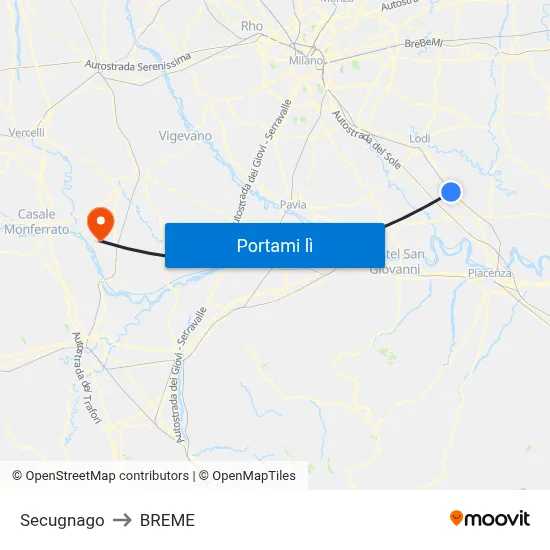 Secugnago to BREME map