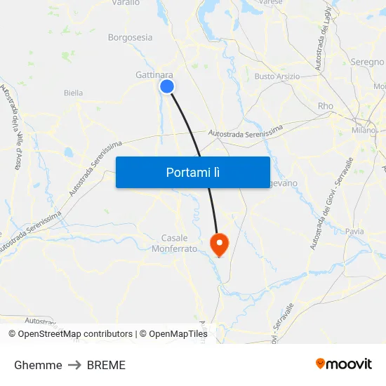 Ghemme to BREME map