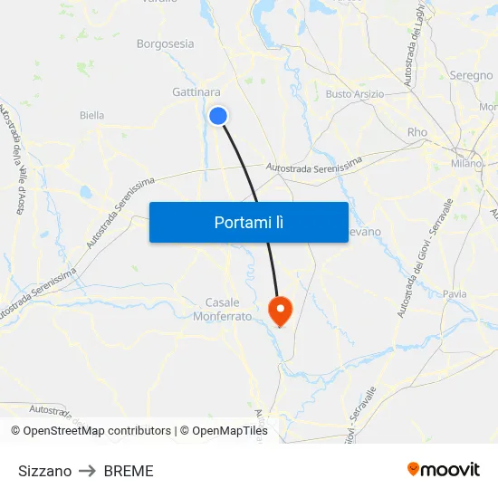 Sizzano to BREME map
