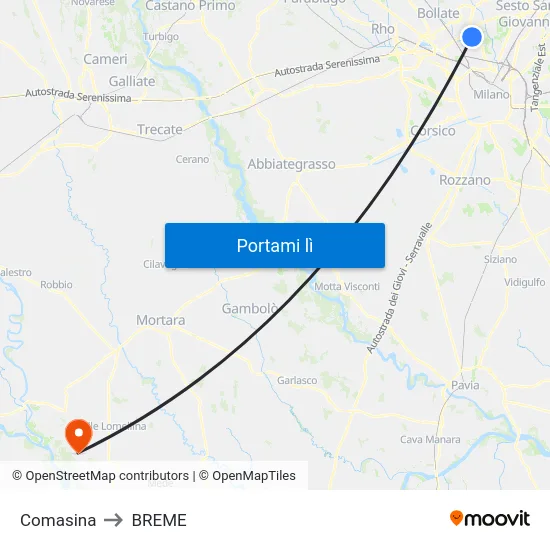 Comasina to BREME map