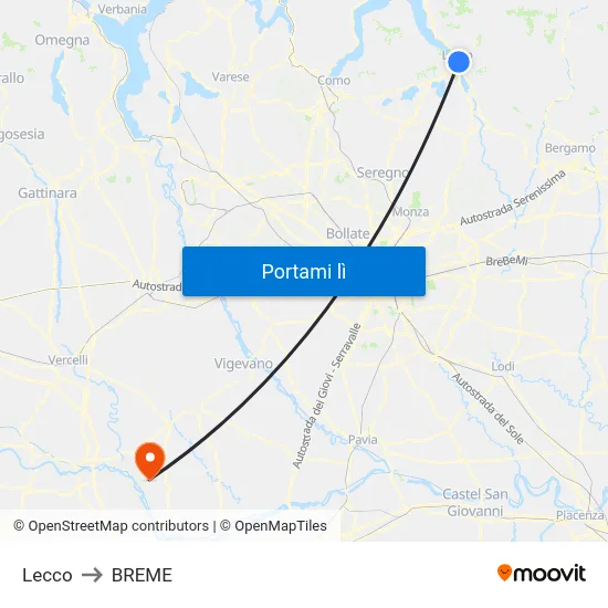Lecco to BREME map