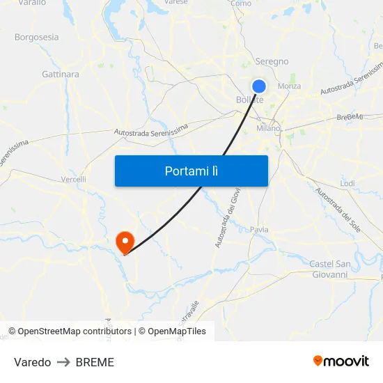 Varedo to BREME map