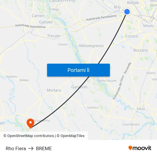 Rho Fiera to BREME map