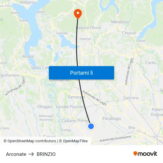 Arconate to BRINZIO map