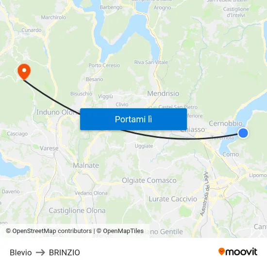 Blevio to BRINZIO map