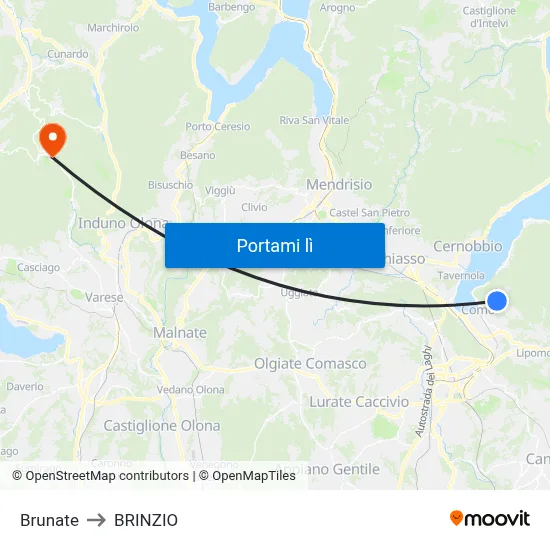 Brunate to BRINZIO map
