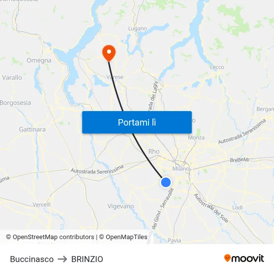 Buccinasco to BRINZIO map