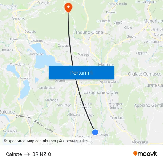 Cairate to BRINZIO map