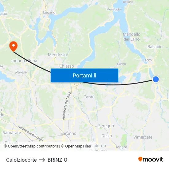 Calolziocorte to BRINZIO map