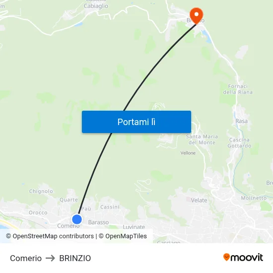 Comerio to BRINZIO map