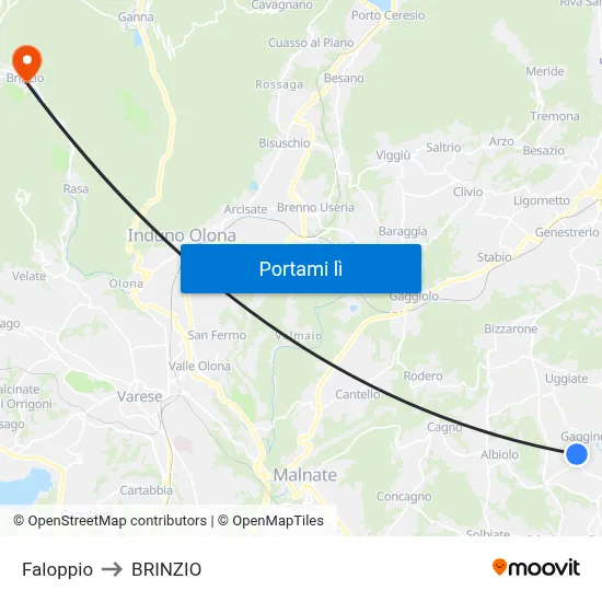 Faloppio to BRINZIO map