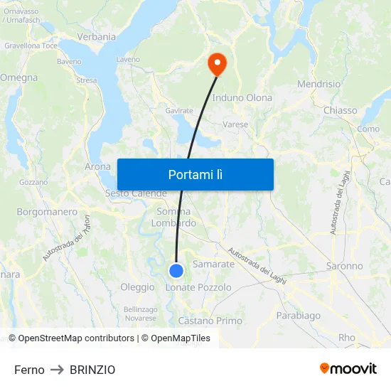 Ferno to BRINZIO map