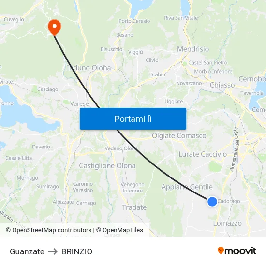 Guanzate to BRINZIO map