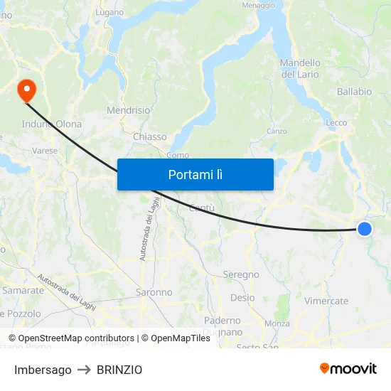 Imbersago to BRINZIO map