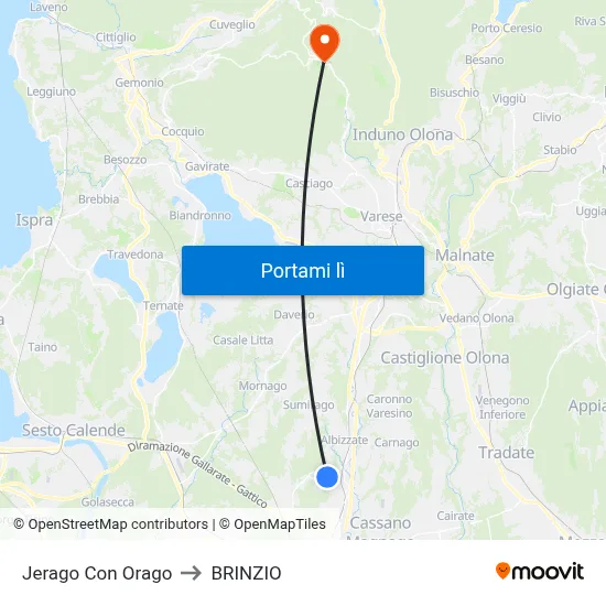 Jerago Con Orago to BRINZIO map