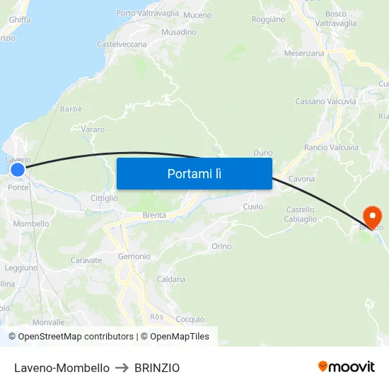Laveno-Mombello to BRINZIO map