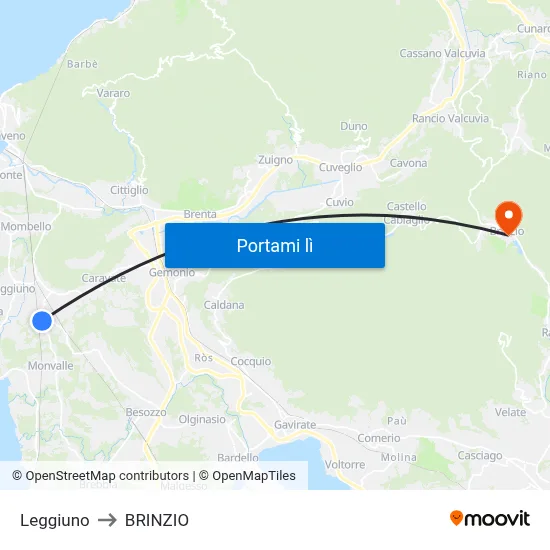 Leggiuno to BRINZIO map