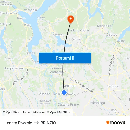Lonate Pozzolo to BRINZIO map