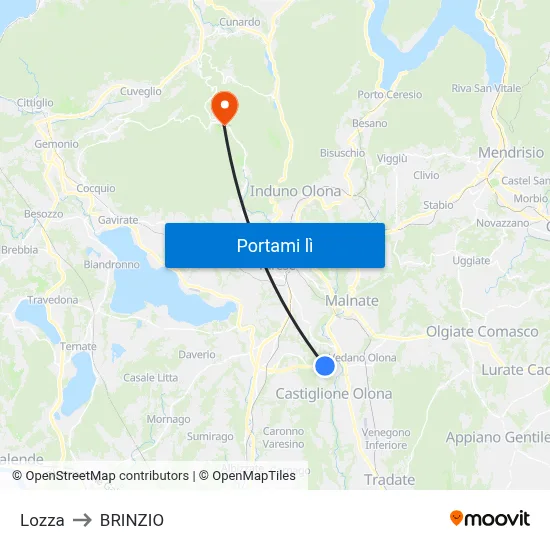 Lozza to BRINZIO map