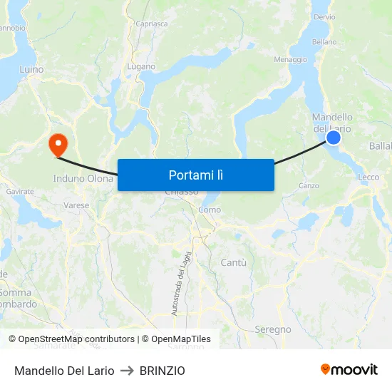 Mandello Del Lario to BRINZIO map