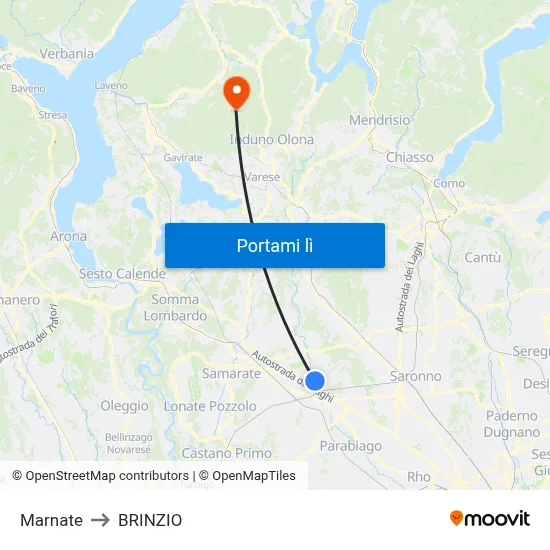 Marnate to BRINZIO map
