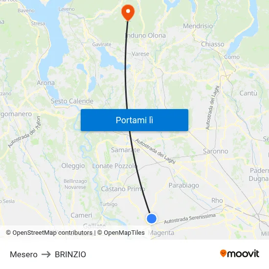 Mesero to BRINZIO map