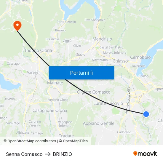 Senna Comasco to BRINZIO map