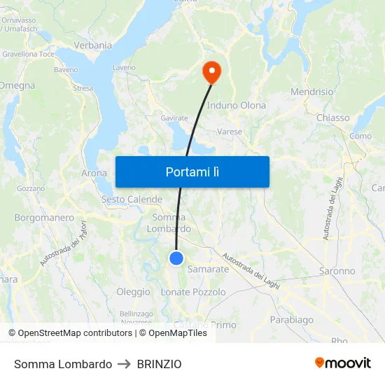 Somma Lombardo to BRINZIO map