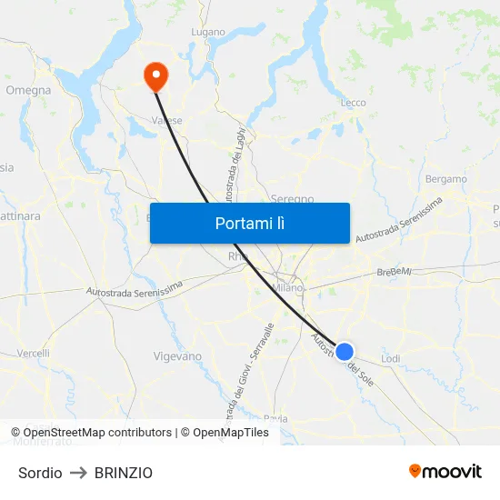 Sordio to BRINZIO map
