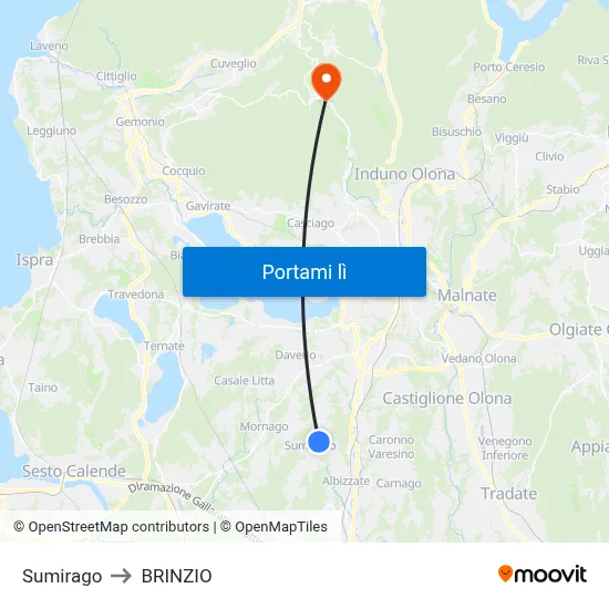 Sumirago to BRINZIO map