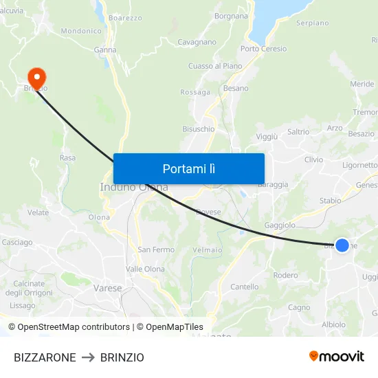 BIZZARONE to BRINZIO map
