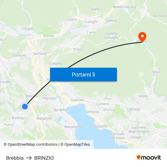 Brebbia to BRINZIO map