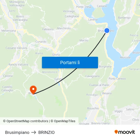 Brusimpiano to BRINZIO map